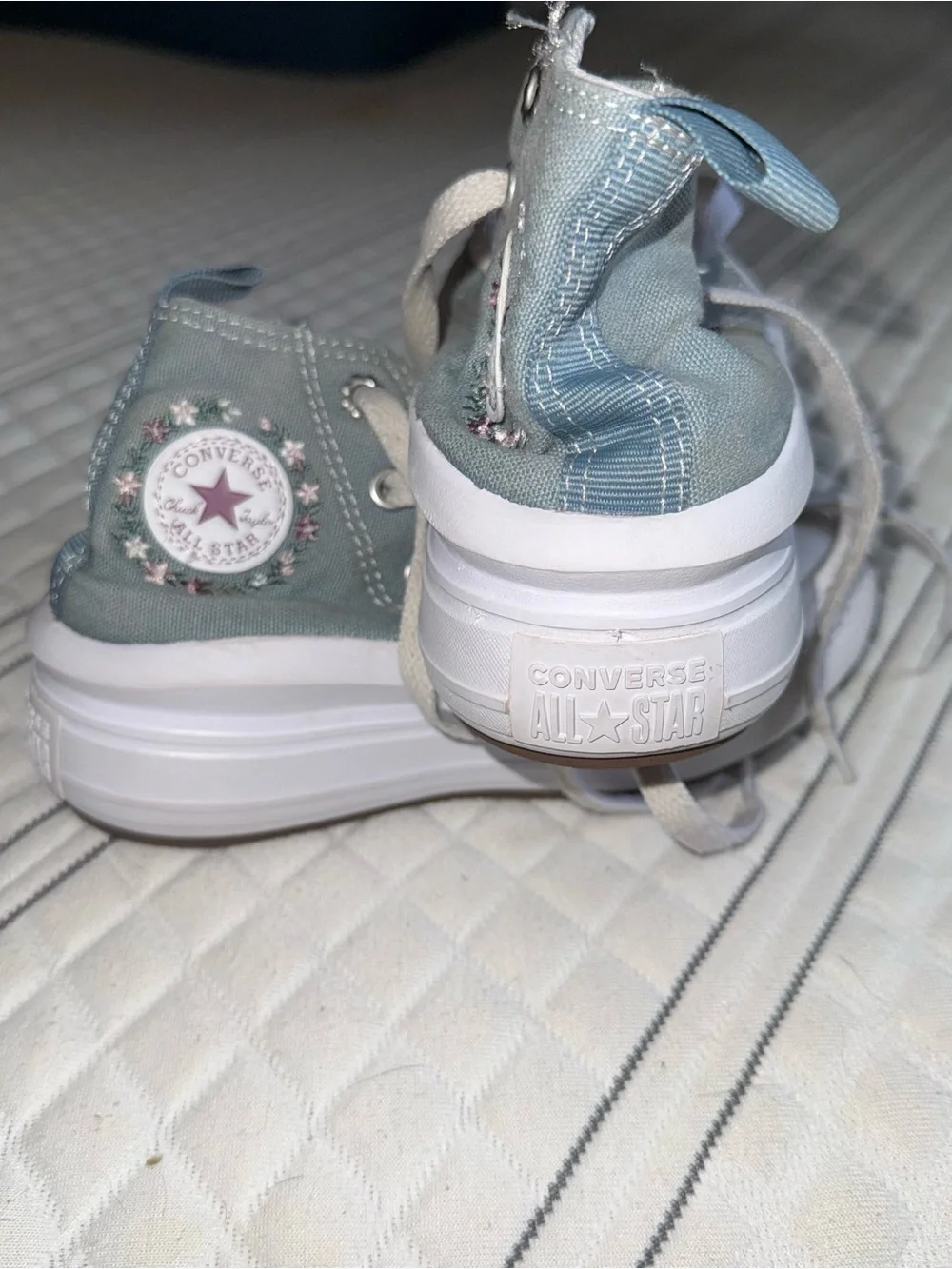 Converse Kids High Top Sneakers in Light Blue with Floral Patch